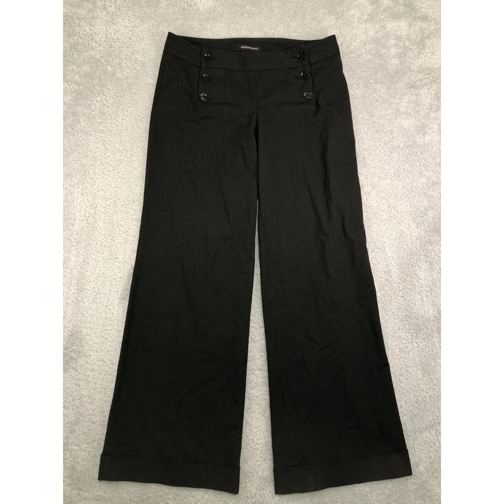 Express Pants Womens 10 (34x32) Black Wide Leg Sailor Pull On Striped Mid Rise